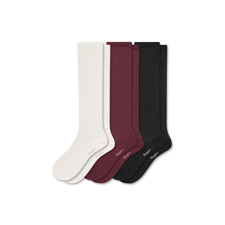 Women's Pointelle Knee High Sock 3-Pack - Fresh Shift Wear