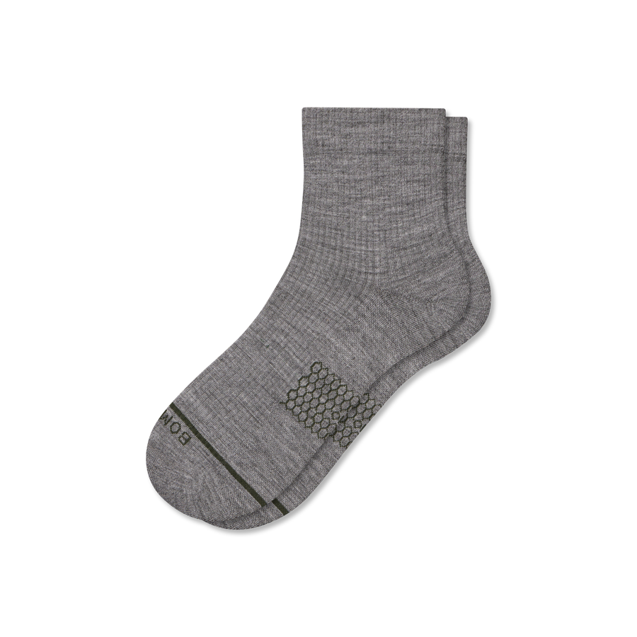 Men's Merino Wool Blend Modern Rib Quarter Socks - Steady Crew Fit