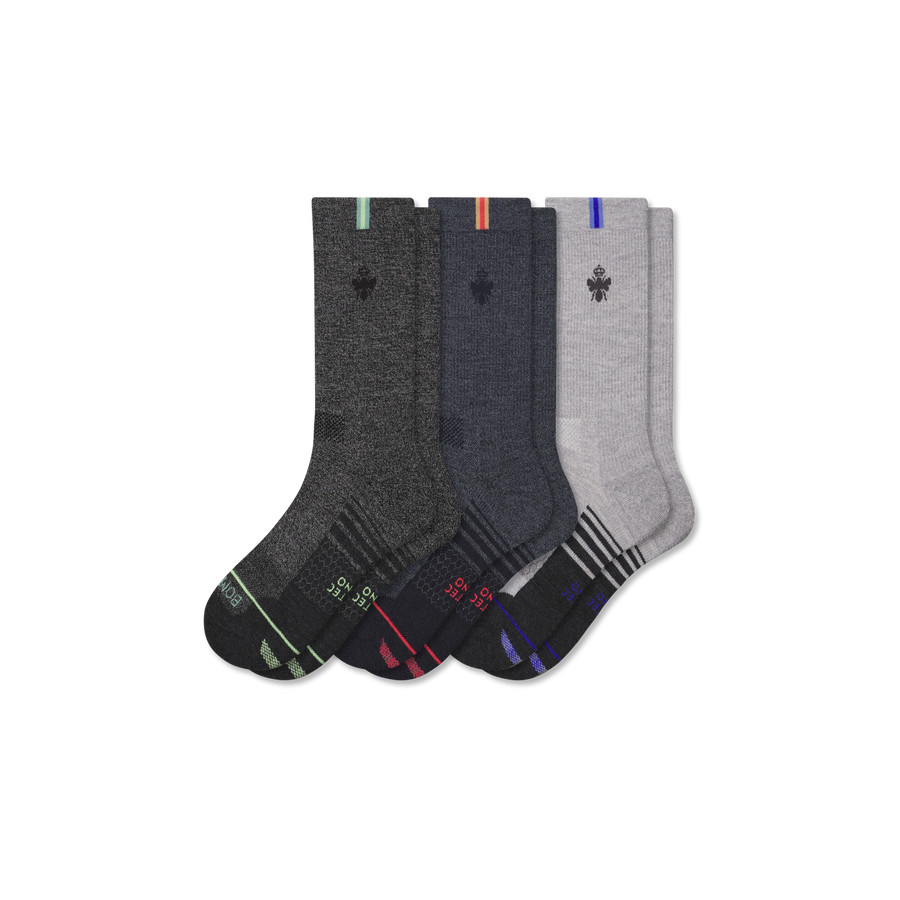 Men's Merino Wool Blend Run Calf Sock 3-Pack - Trail Weekend Wear