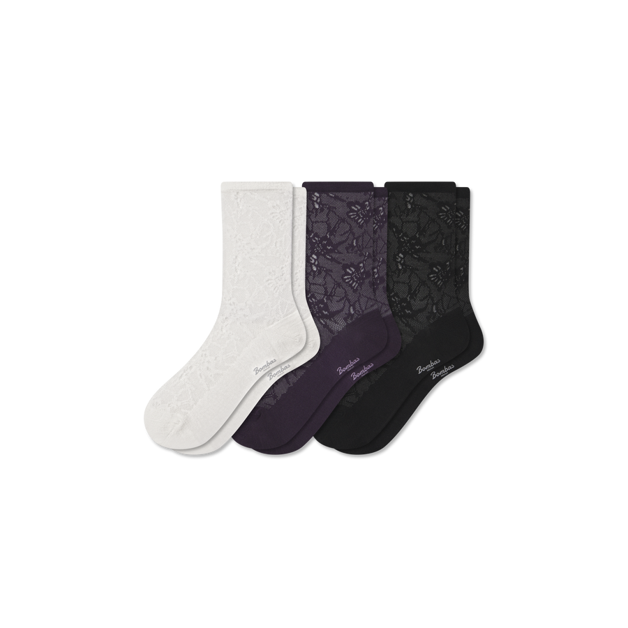 Women’s Floral Lace Half Calf Sock 3-Pack - Daily Lounge Comfort