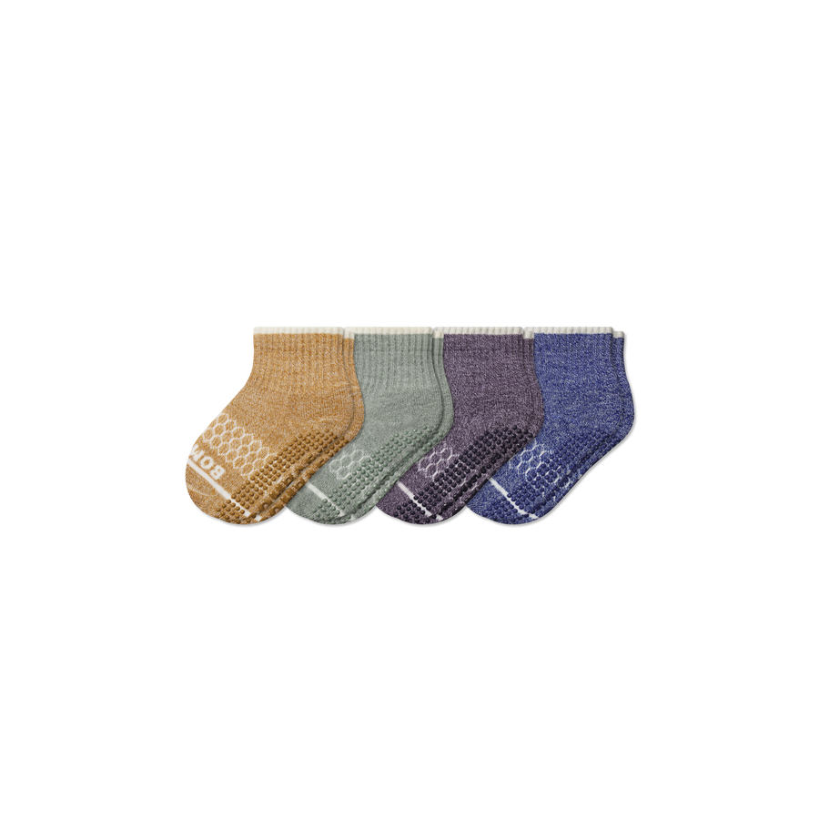Toddler Merino Wool Blend Gripper Calf Sock 4-Pack - Run Lounge Cushion