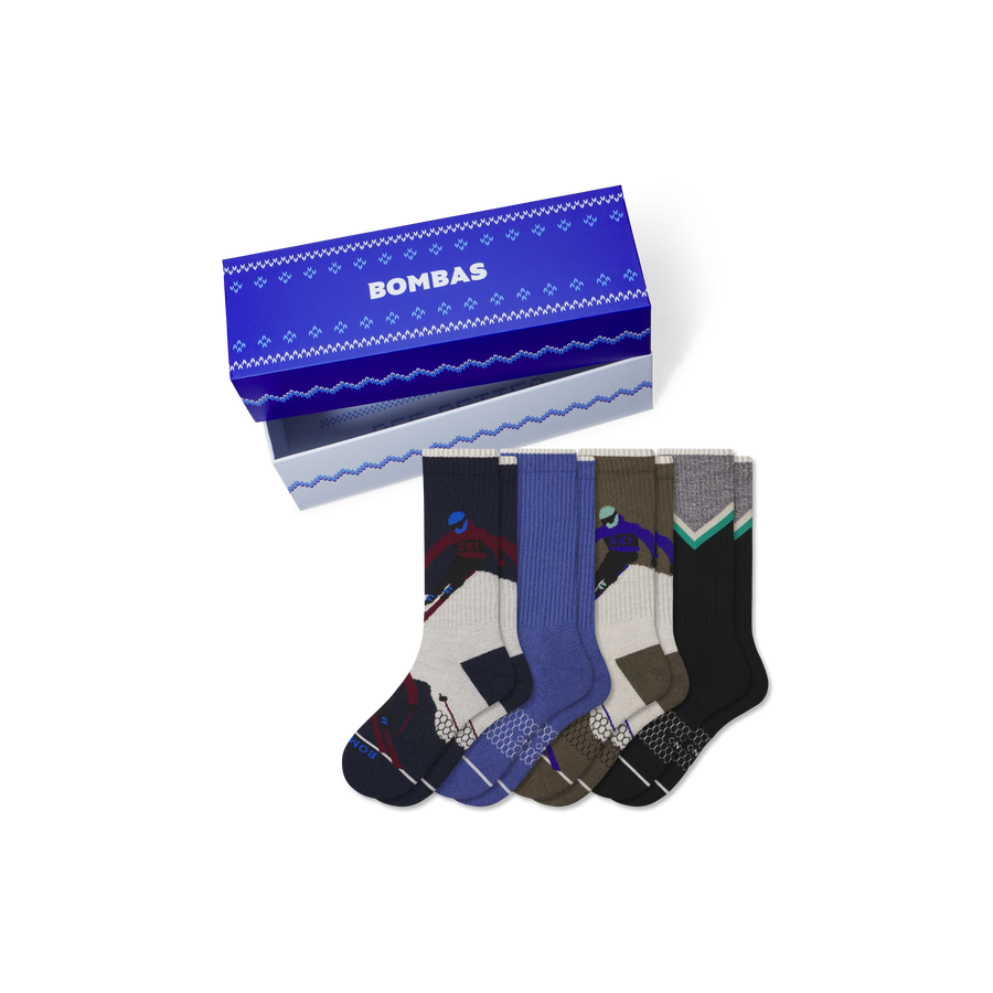 Men's Merino Wool Blend Calf Sock 4-Pack Gift Box - Carry Closet Storage