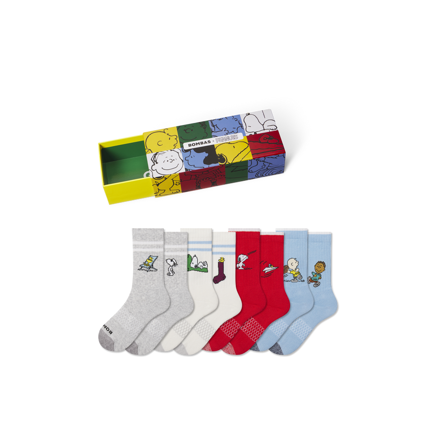 Peanuts x Bombas: Youth Calf Sock 4-Pack Gift Box - Family Storage