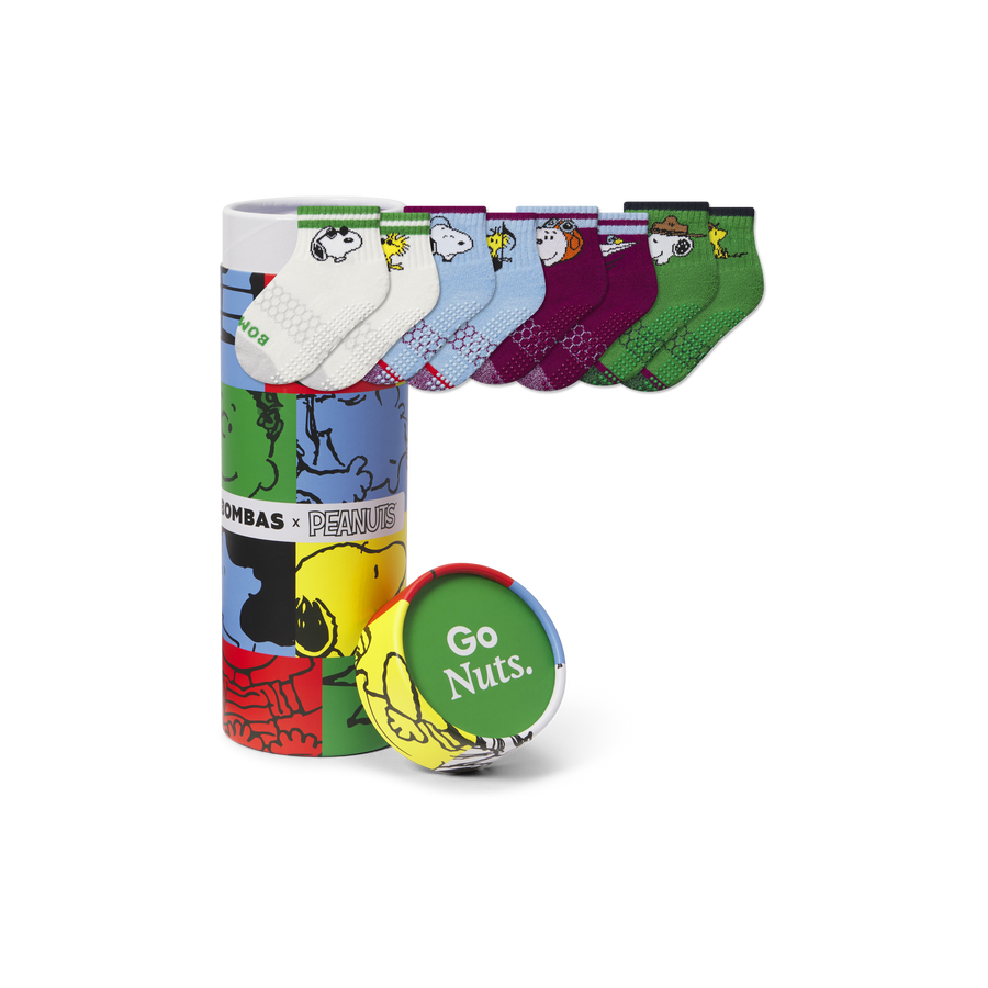 Peanuts x Bombas: Toddler Gripper Calf Sock 4-Pack Gift Box - Smart Stash Storage