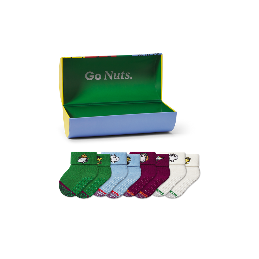 Peanuts x Bombas: Baby Gripper Calf Sock 4-Pack Gift Box (6-12 Months) - Smart Stash Wrap