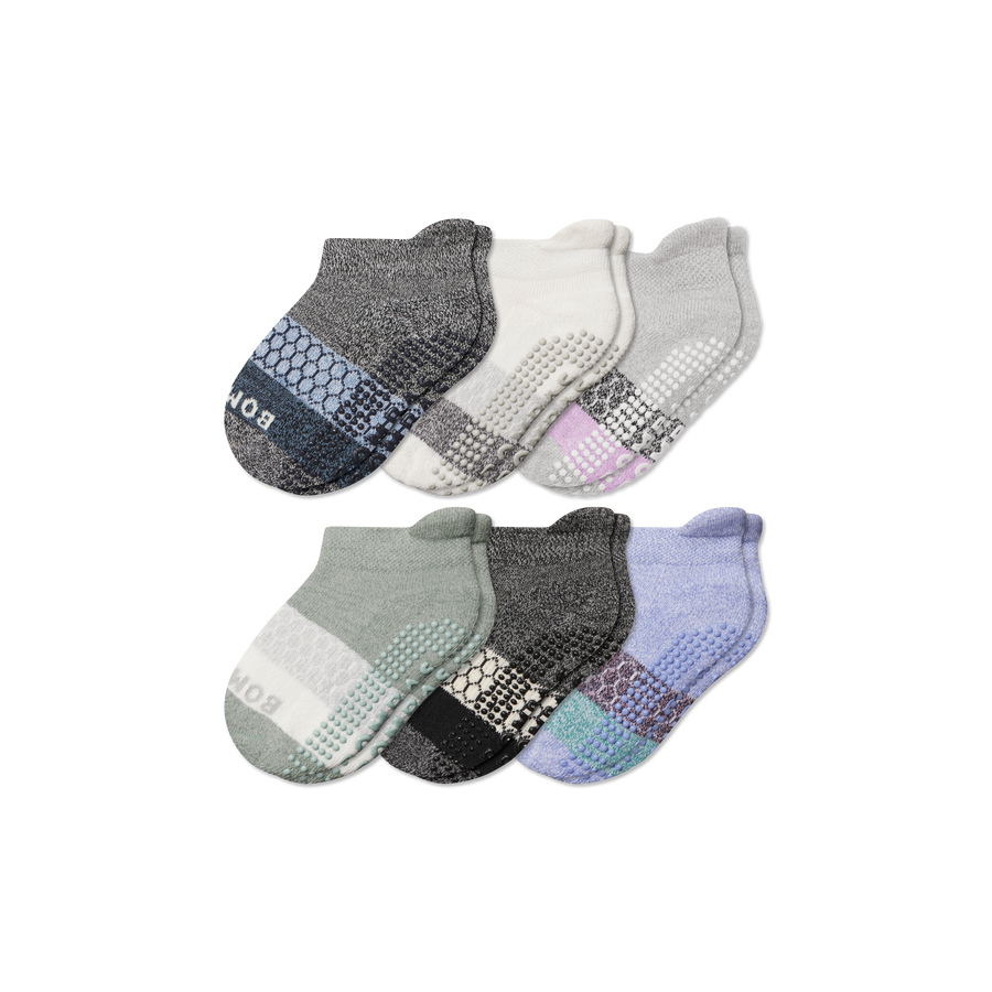 Toddler Tri-Block Gripper Ankle Sock 6-Pack - Classic Crew Wear