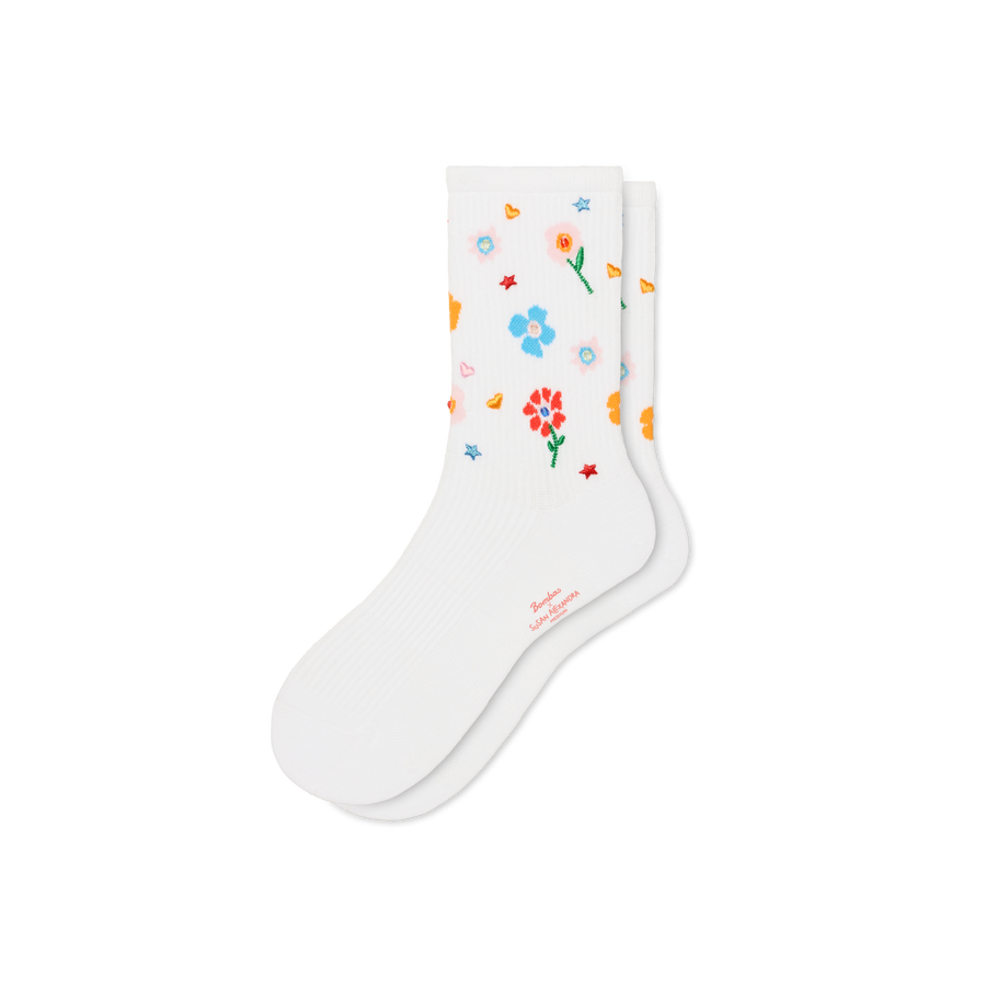 Bombas x Susan Alexandra Floral Embroidered Half Calf Socks - Fresh No Show Wear