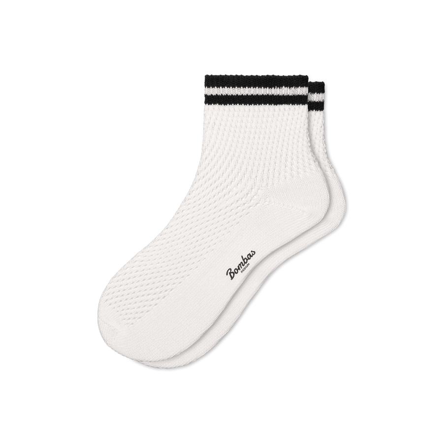 Women's Vintage Stripes Open Knit Quarter Socks - Active Lounge Support
