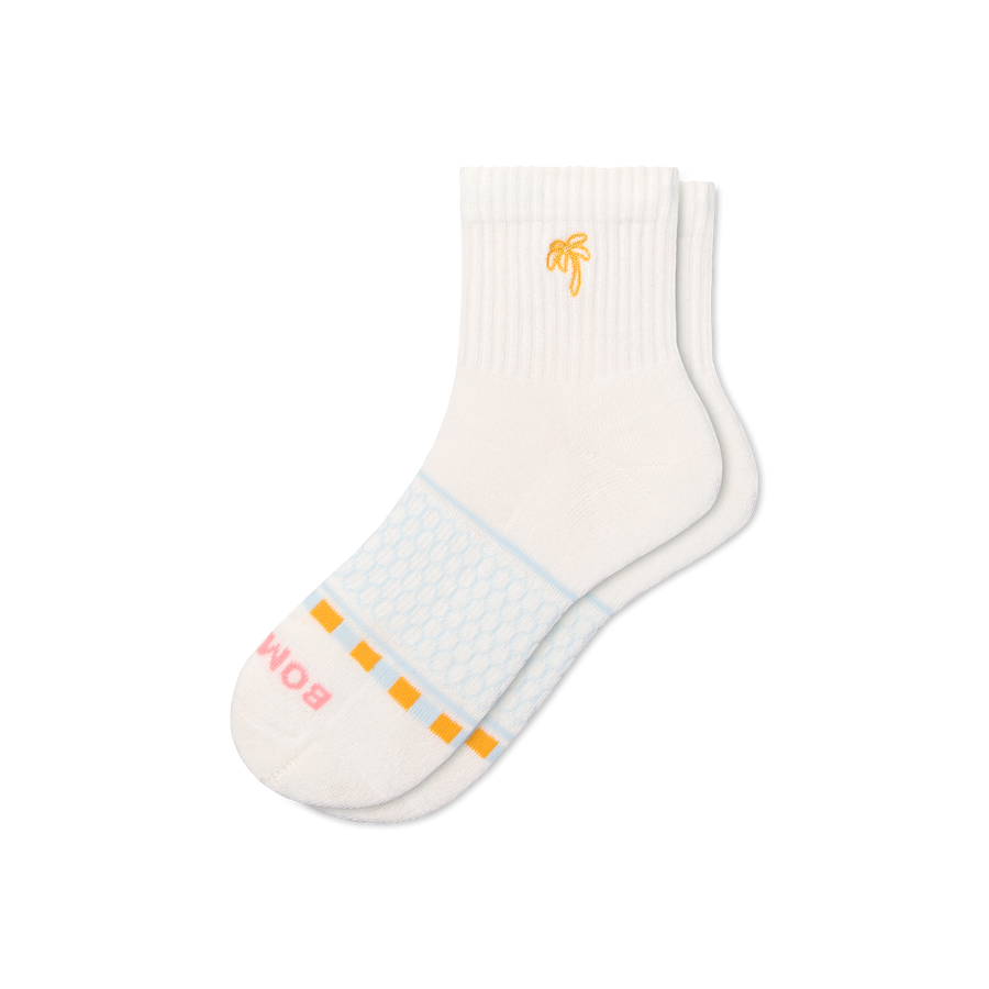 Women's Beach Day Embroidered Quarter Socks - Fresh Court Move