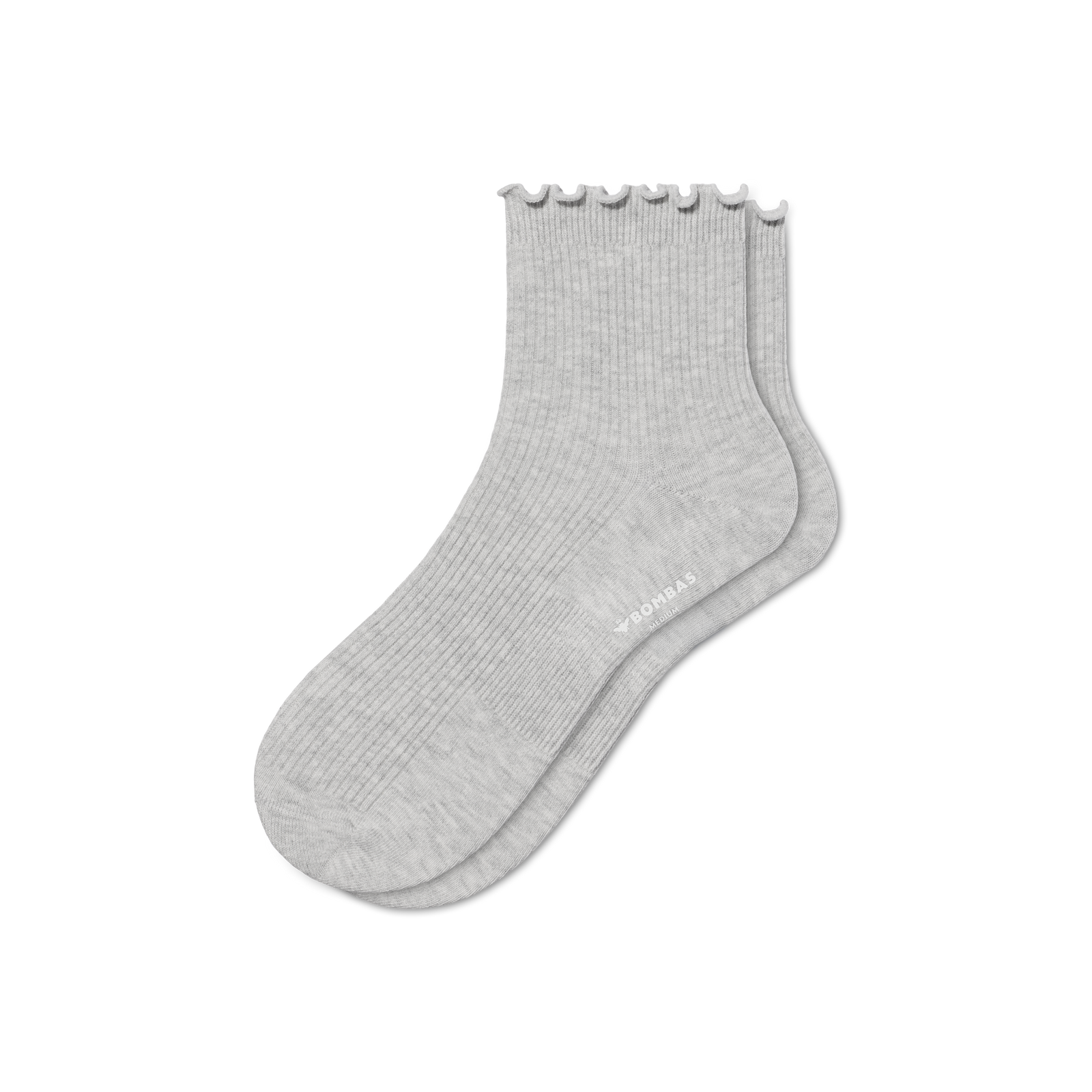 Ruffle Rib Quarter Socks - light grey heather L [10500]