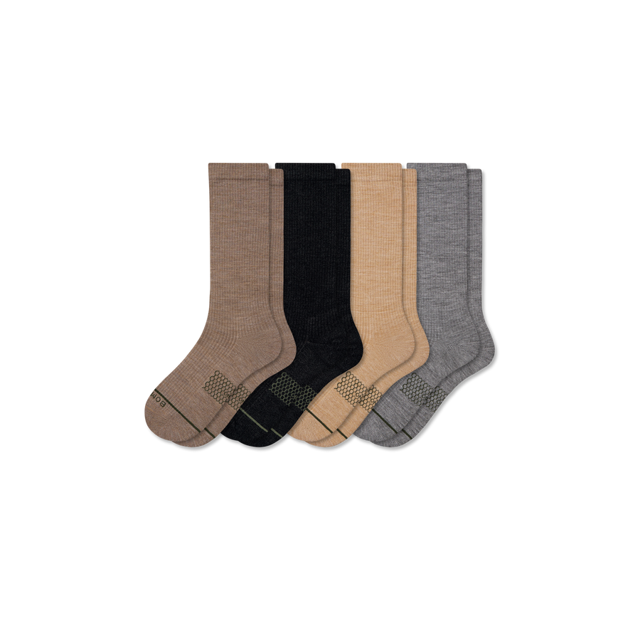 Men's Merino Wool Blend Modern Rib Calf Sock 4-Pack - Cozy Home Move