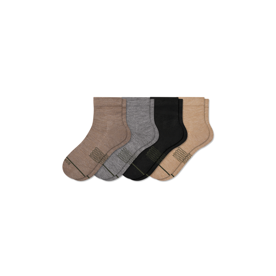 Women's Merino Wool Blend Modern Rib Quarter Sock 4-Pack - Easy Support