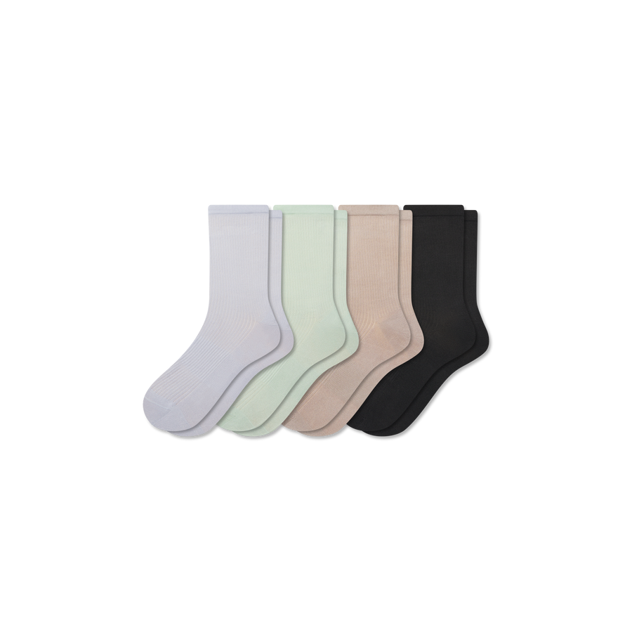 Women's Featherweight Rib Half Calf Sock 4-Pack - Breathable Run Move