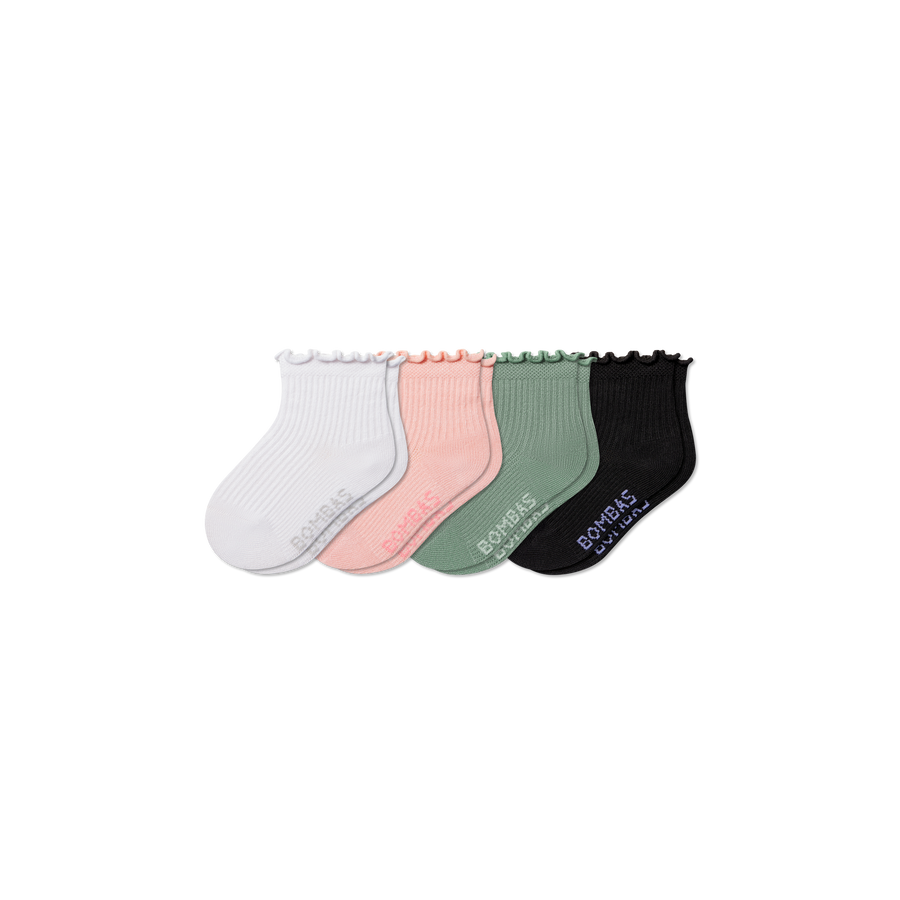 Toddler Ruffle Rib Calf Sock 4-Pack - Outdoor Court Support