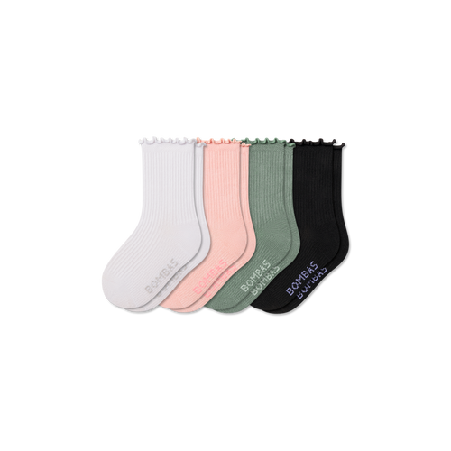 Ruffle Rib Calf Socks - pink sage mix L [10605]
