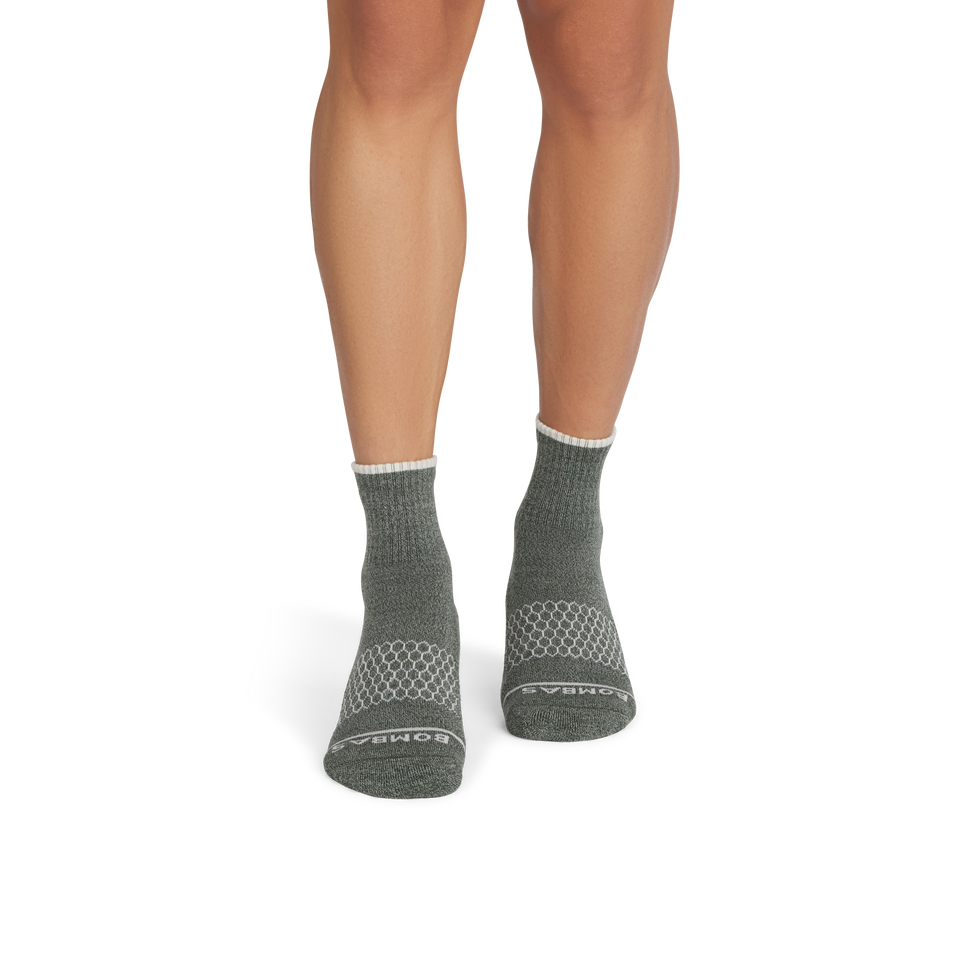 Merino Wool Blend Quarter Socks - dark balsam soft white MO1 [10628]