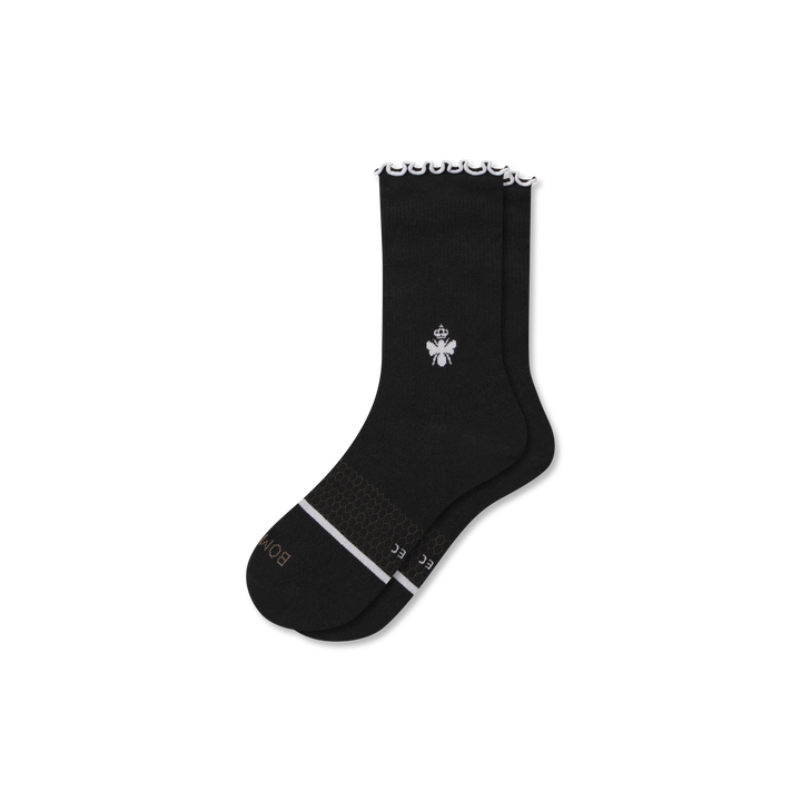 Ruffle Athletic Half Calf Socks - black L [10942]