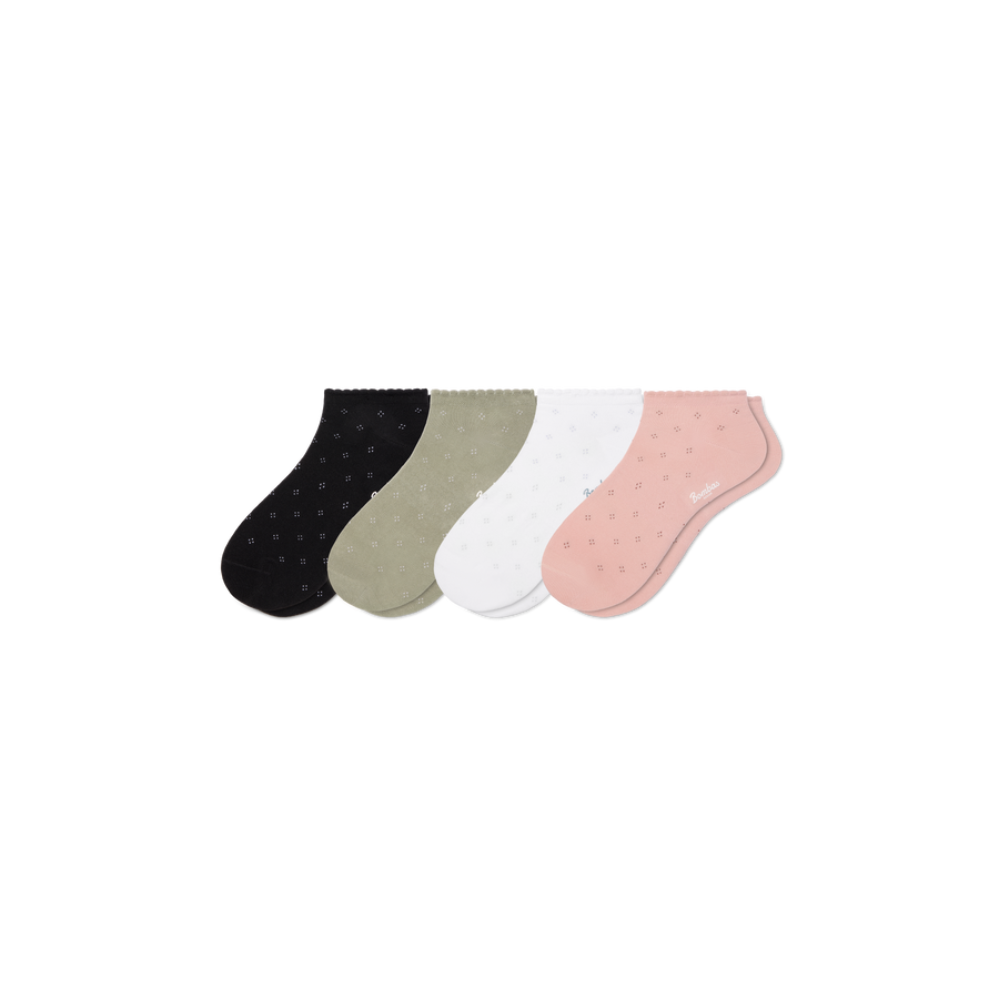 Women’s Scallop Lightweight Ankle Sock 4-Pack - Smooth No Show Fit
