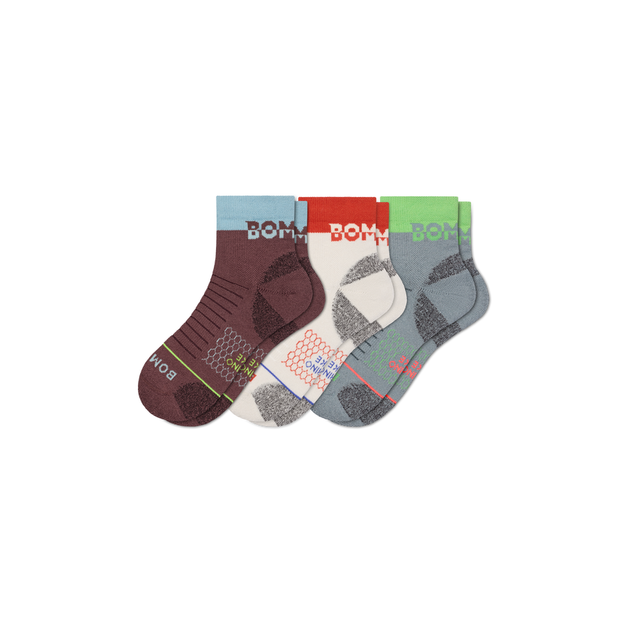 Women's Merino Wool Blend Hiking Quarter Sock 3-Pack - Comfort School Rotation