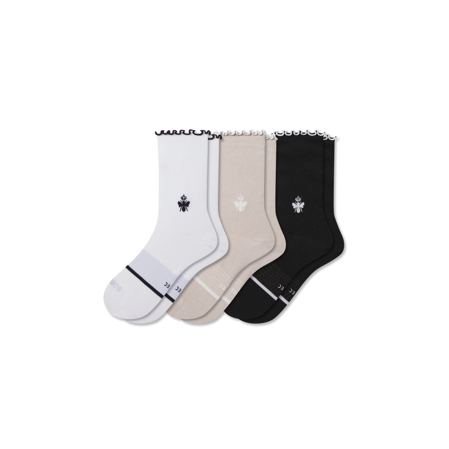 Women’s Ruffle Sport Half Calf Sock 3-Pack - Comfort Travel Rotation