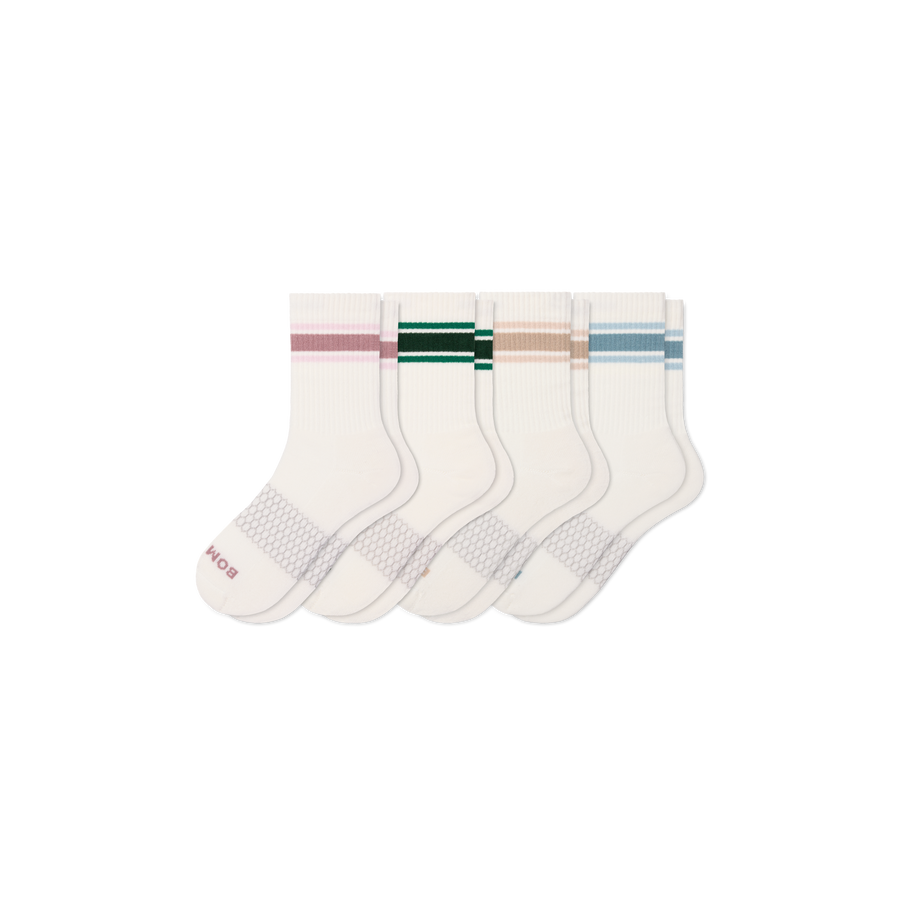Women's Vintage Stripes Half Calf Sock 4-Pack - Cozy Court Cushion