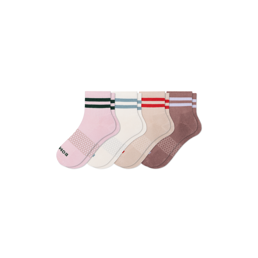 Women's Vintage Stripes Quarter Sock 4-Pack - Steady Ankle Fit