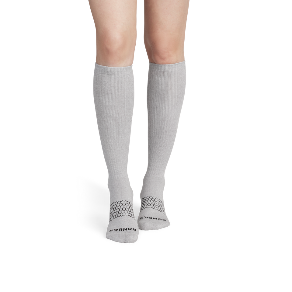 Marl Knee High Socks - Haze Grey / Soft White WO1 [3933]