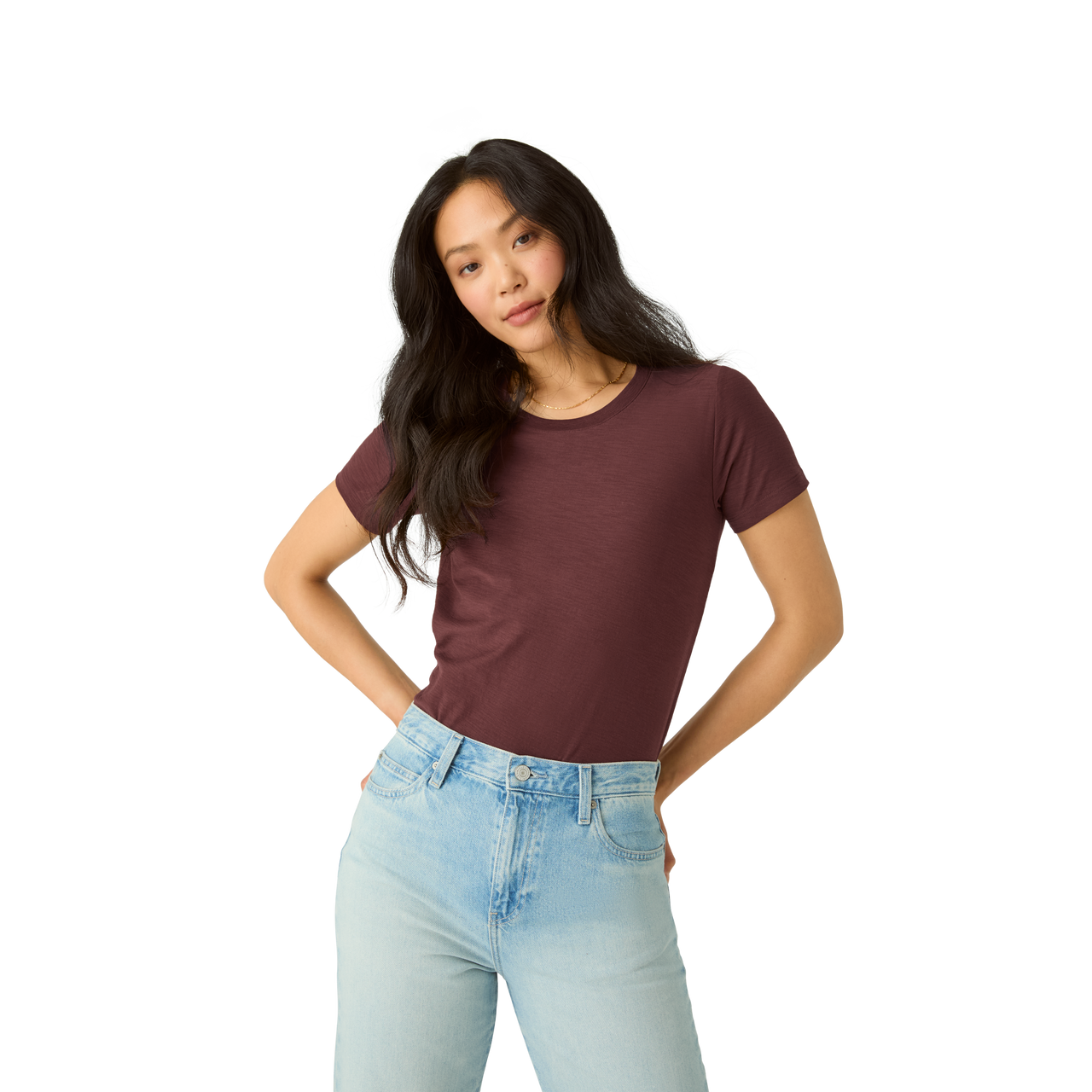 Air Slub Crew Neck T-Shirt - Dark Cocoa WO1 [5583]