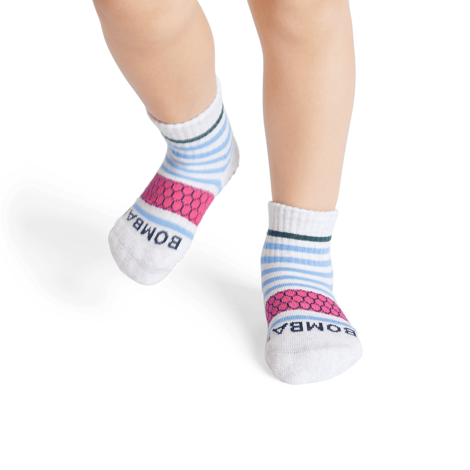 Toddler Heather Stripe Gripper Calf Sock Snow White Celeste TO1