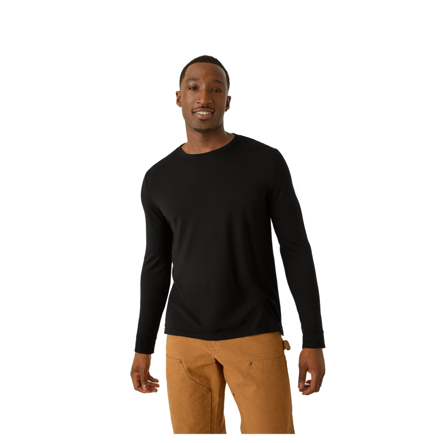 Men's Merino Wool Blend Crew Neck Long Sleeve T-Shirt - Run Recovery Fit