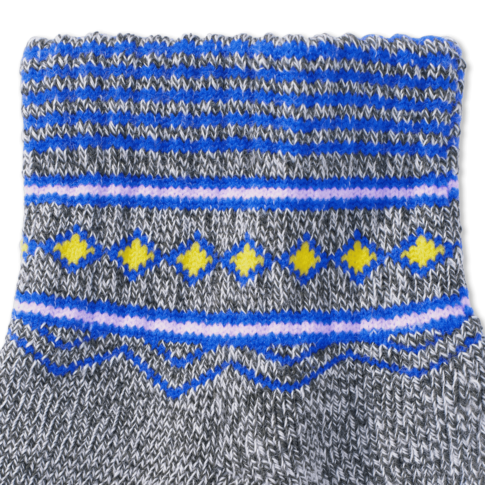 Toddler Marl Feed Stripe Fair Isle Gripper Calf Sock Midnight Olive Neon Cobalt Detail