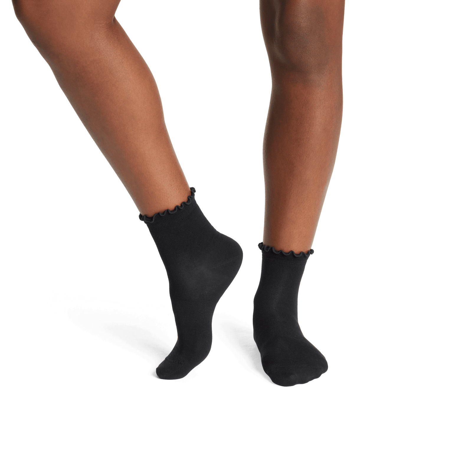 Lightweight Frill Quarter Socks Black WO1