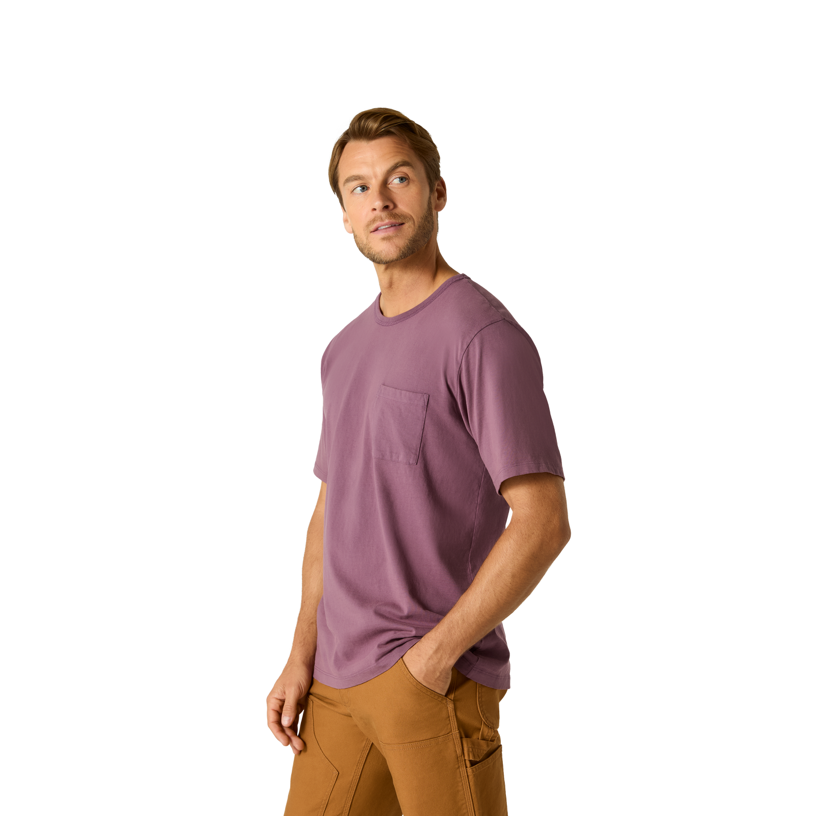 Premium Weight Pocket Crew Neck T-Shirt - Purple Ochre MO2 [7248]