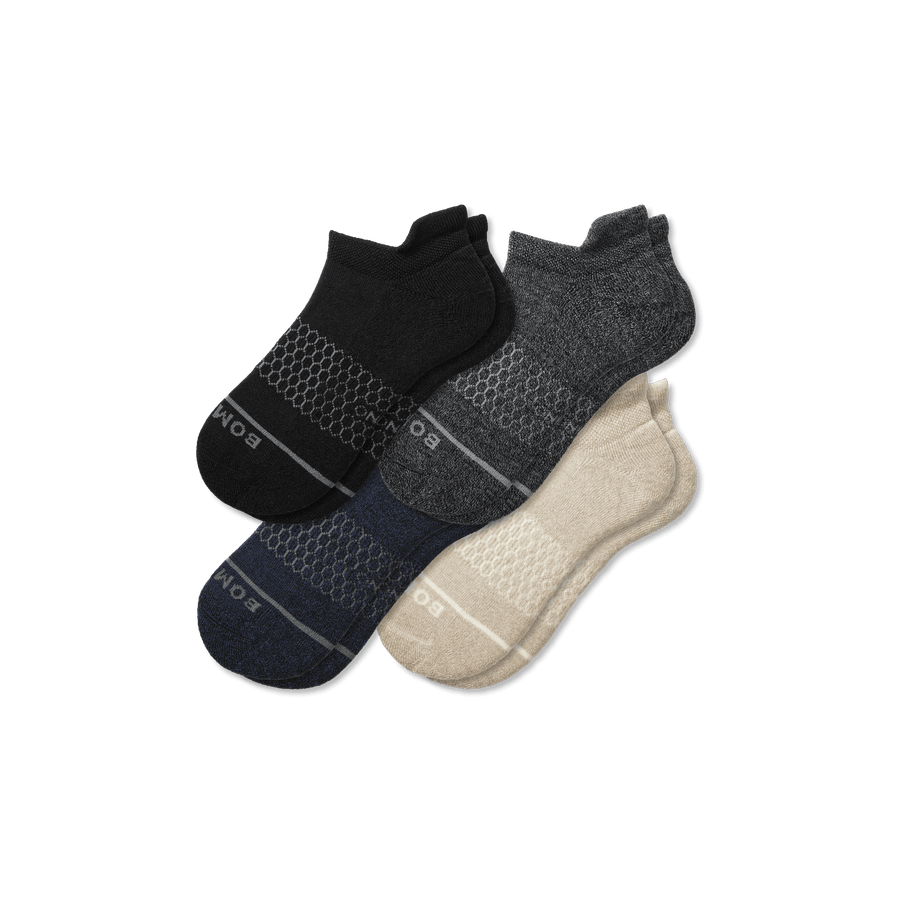 Men's Merino Wool Blend Ankle Sock 4-Pack - Soft Travel Support