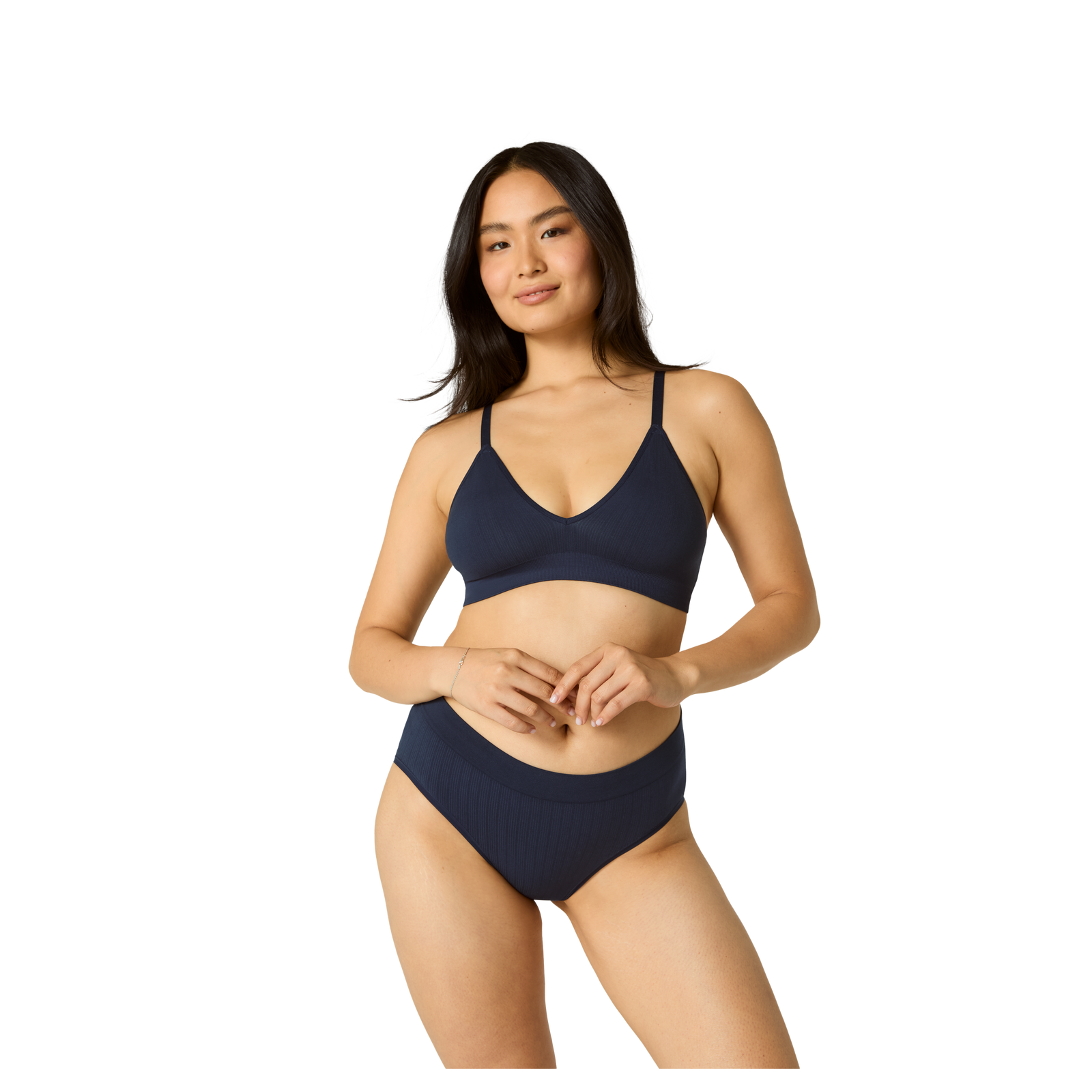 Seamless Triangle Bralette + High Rise Brief - Midnight Navy WO4 [7665 + 7718]