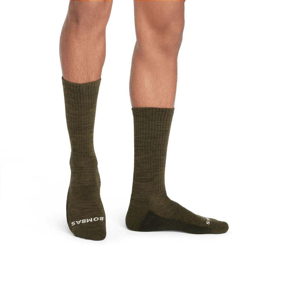 Two Tone Calf Socks - Dark Olive MO2 [7793]