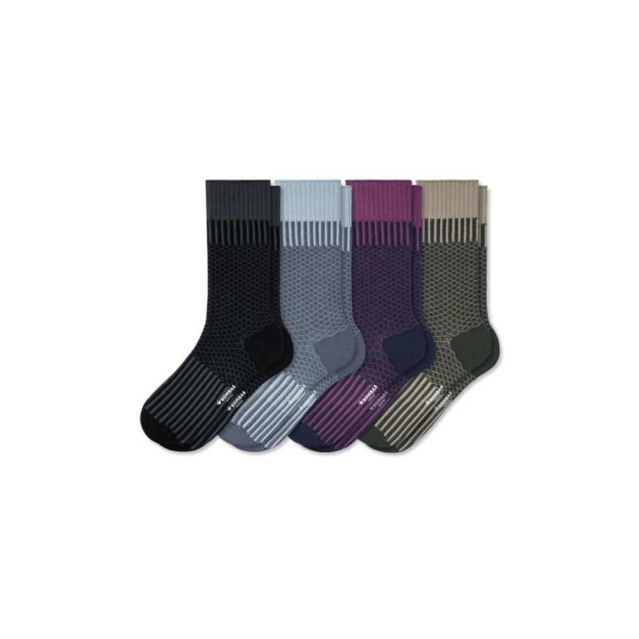 Men’s Jacquard Dress Sock 4-Pack - Soft Crew Fit