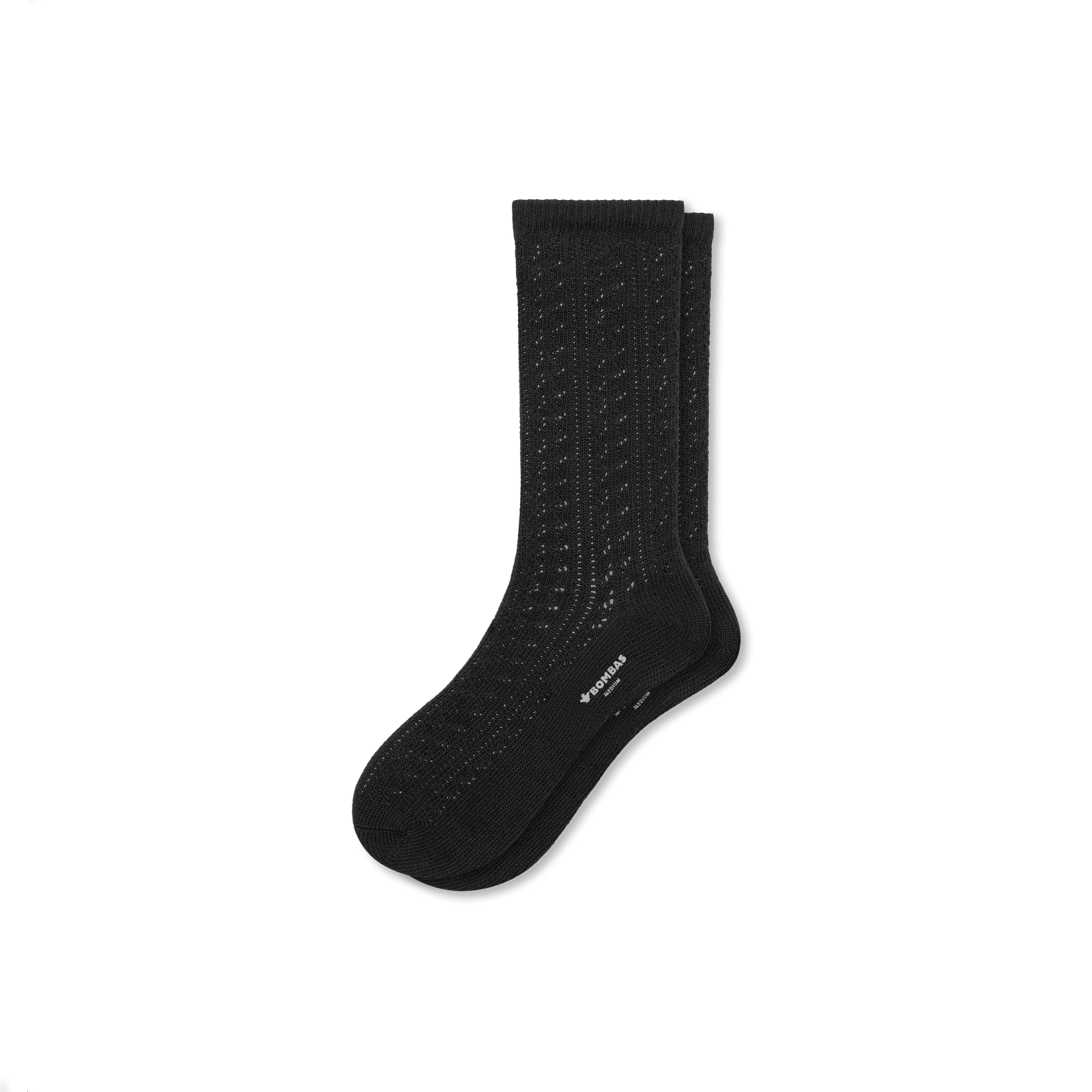 Women’s Pointelle Calf Sock - Black L [8086]