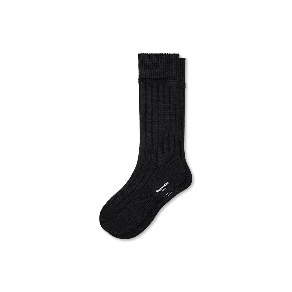Merino Cashmere Blend Calf Socks - Black L [8155]