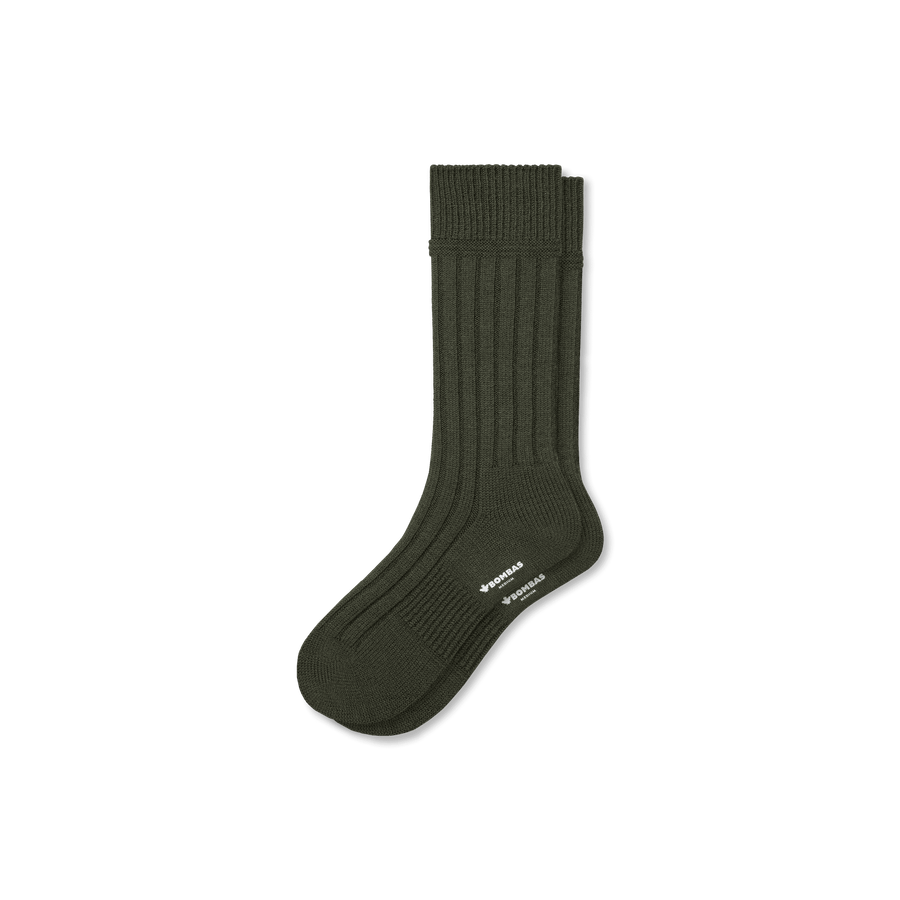 Men's Merino Cashmere Blend Rib Calf Socks - Cushion Trail Move