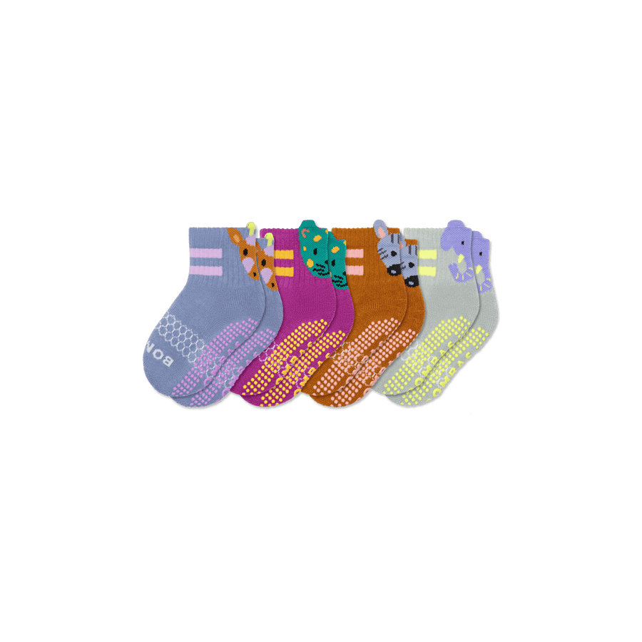 Toddler Safari Stripe Gripper Calf Sock 4-Pack - Weekend Lounge Pair