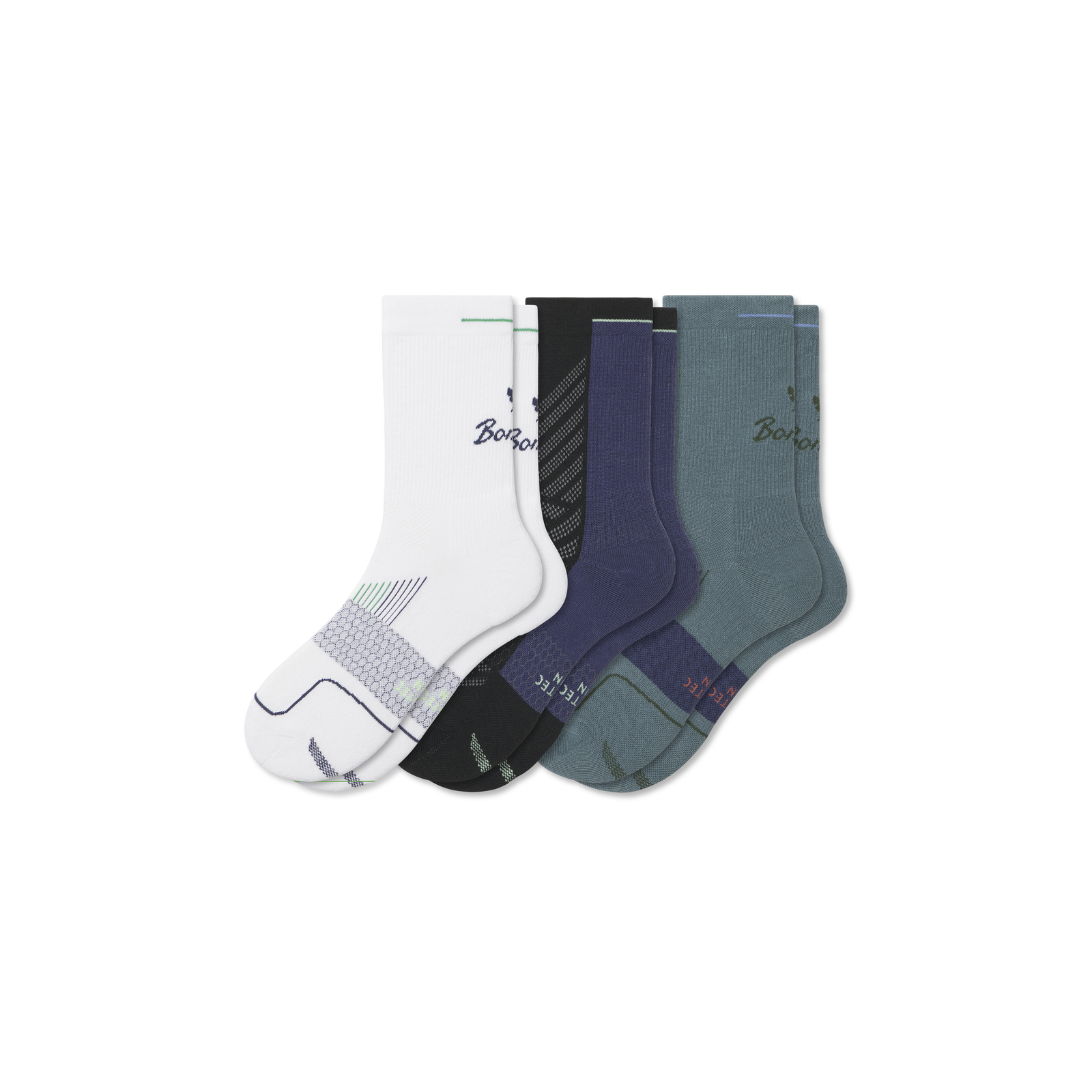 Men's Running Half Calf Sock 3-Pack - black surf mix