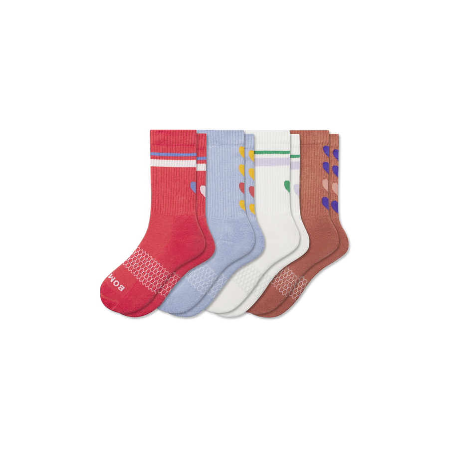 Youth Hearts Calf Sock 4-Pack - Studio Crew Comfort