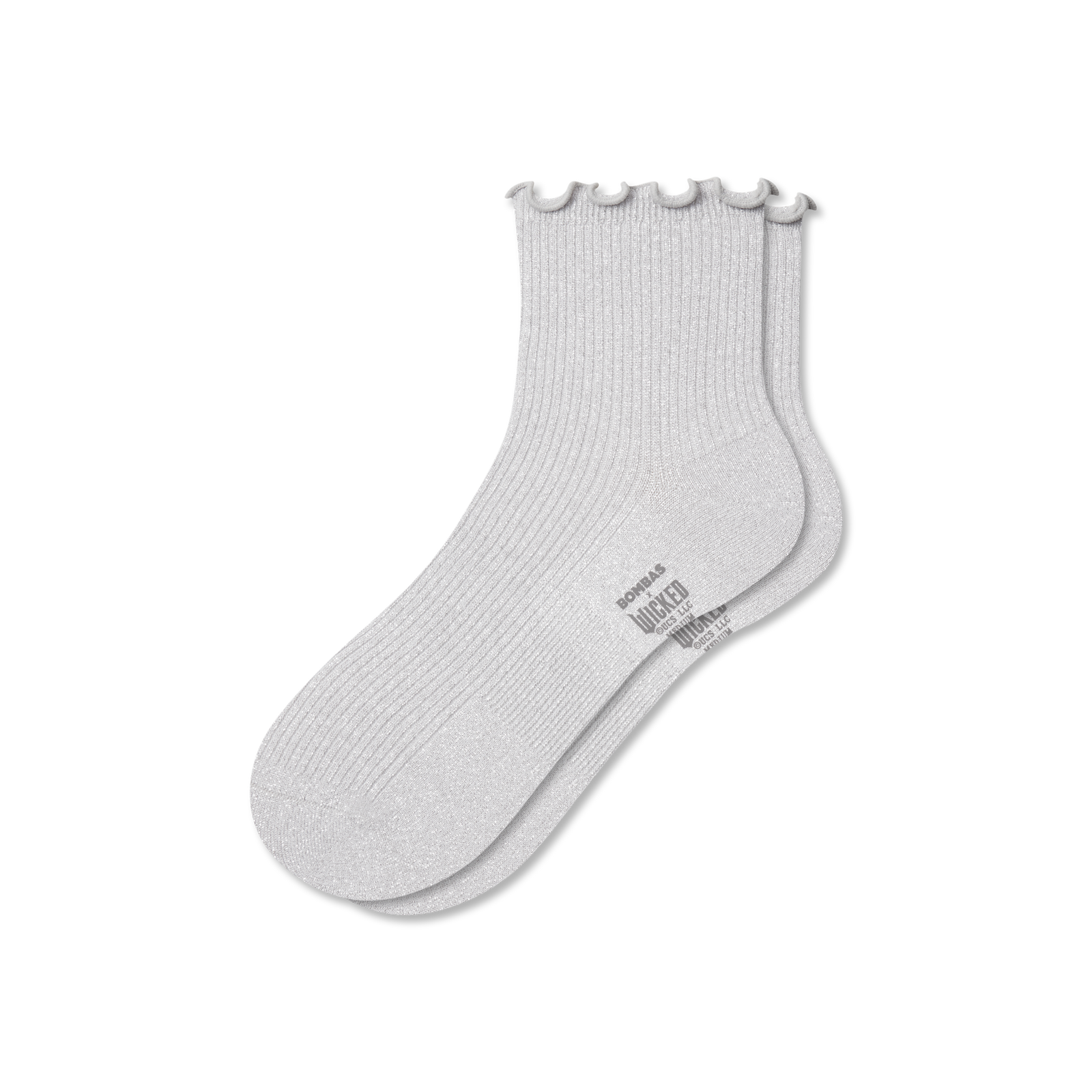 Wicked Ruffle Quarter Socks - silver L [8494]