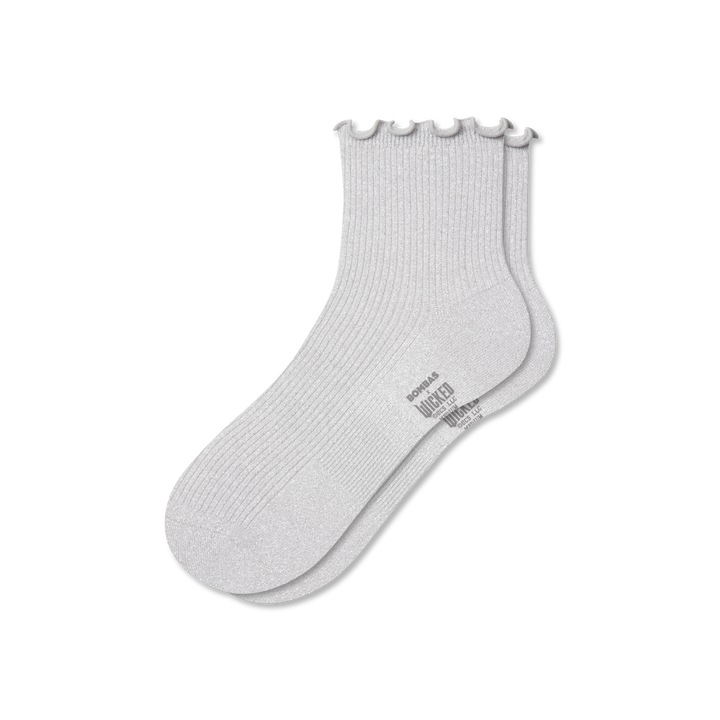Wicked Ruffle Quarter Socks - silver L [8494]