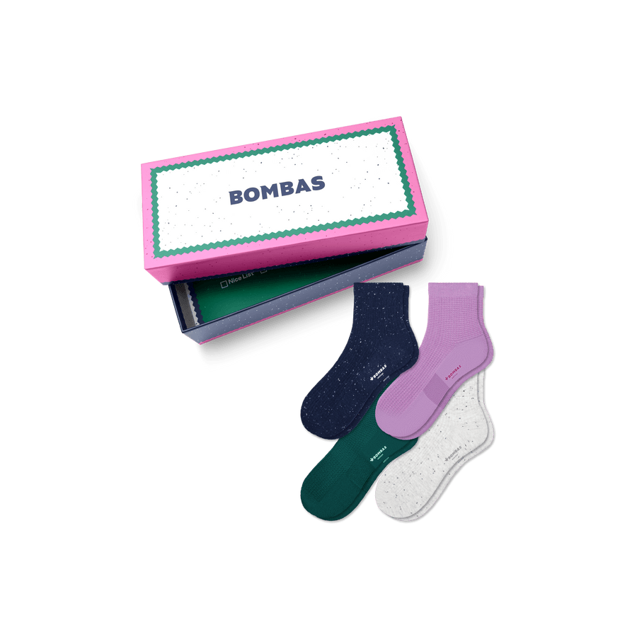 Women's Lightweight Quarter Sock 4-Pack Gift Box - Home Setup
