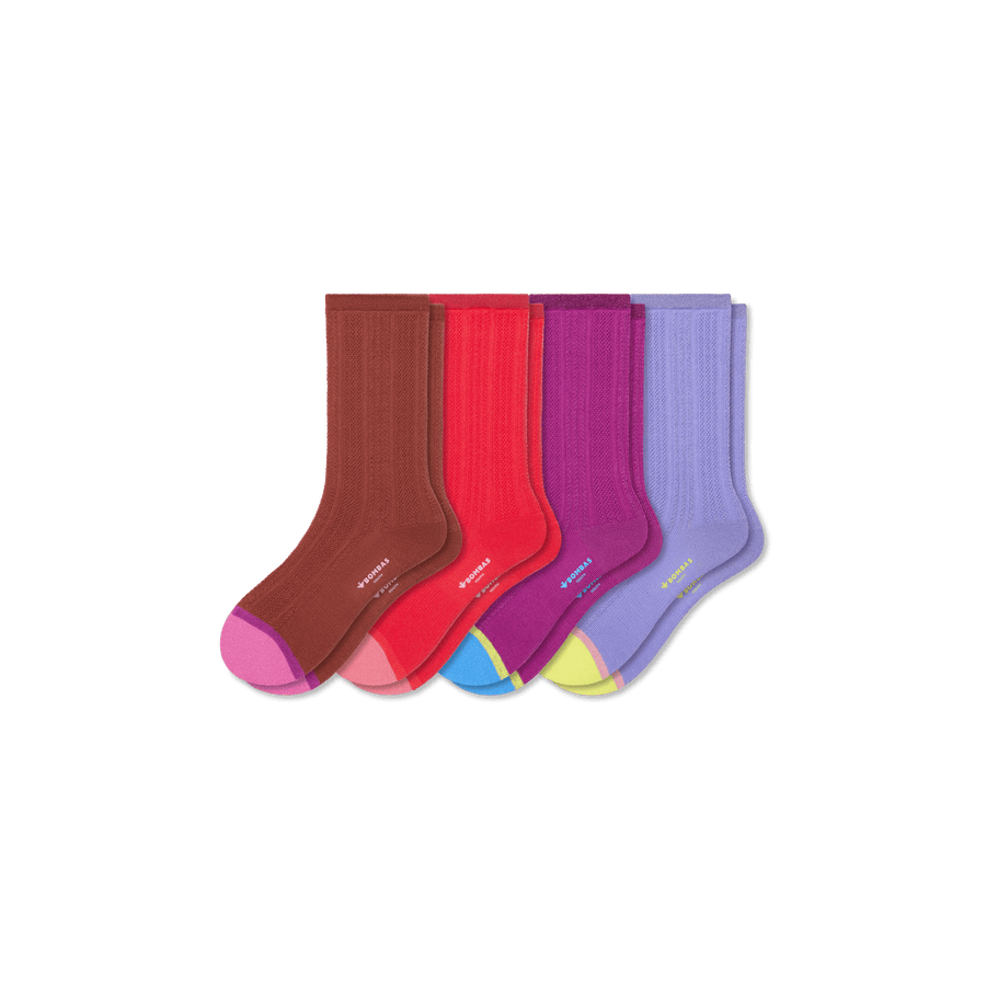 Youth Pointelle Calf Sock 4-Pack - Comfort Studio Pair
