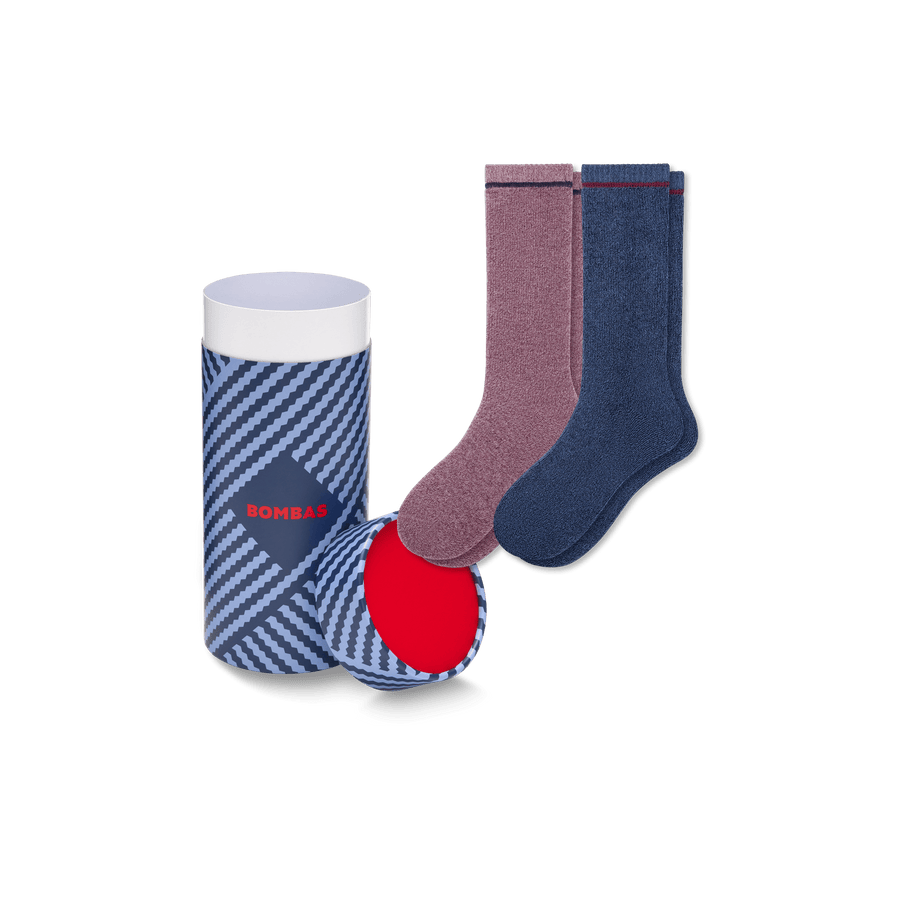 Men's Merino Wool Blend Cozy Sock 2-Pack Gift Box - Outdoor Drawer Choice