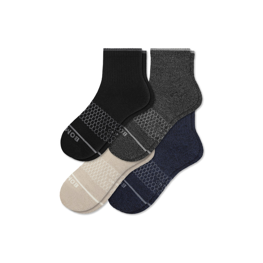 Men's Merino Wool Blend Quarter Sock 4-Pack - Cozy School Pair