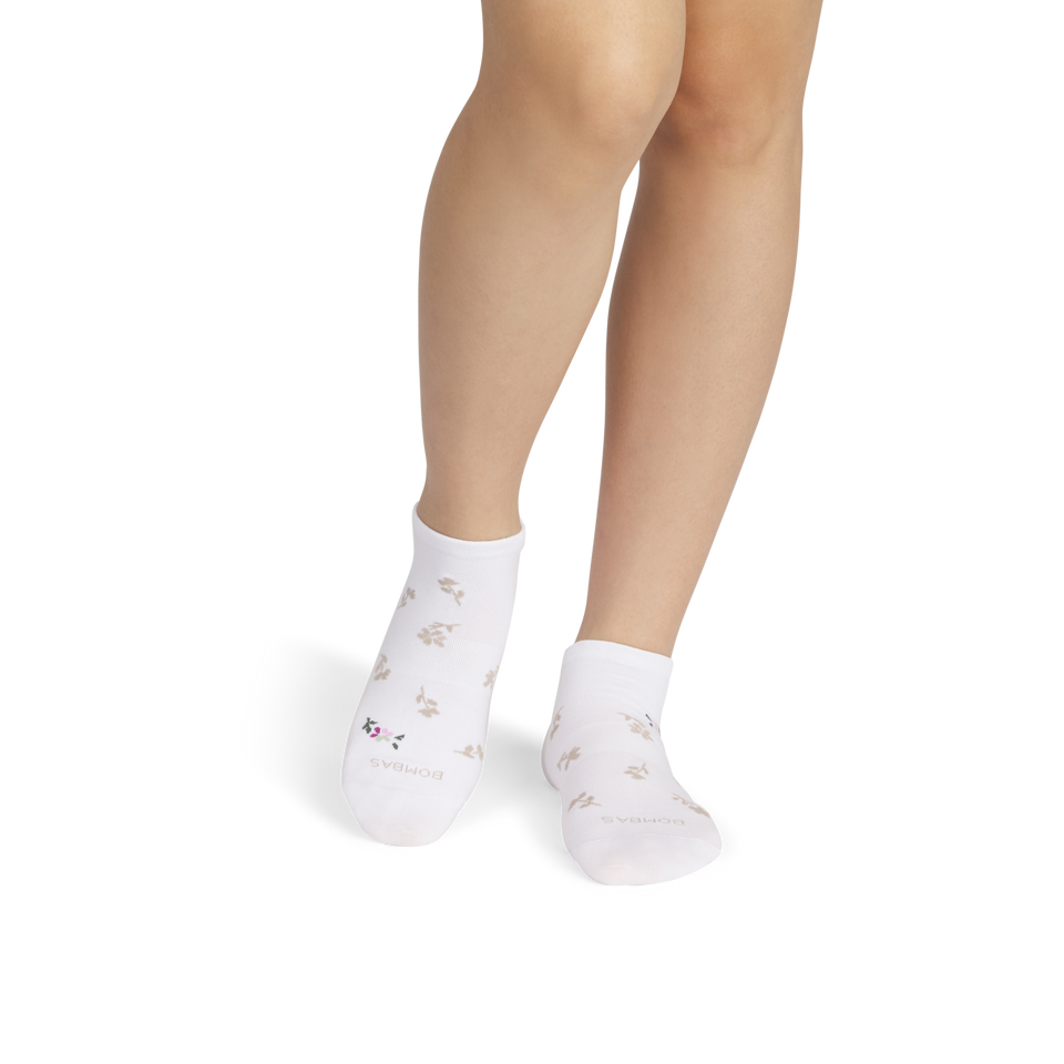 Floral Lightweight Ankle Socks - White WO1 [8836]